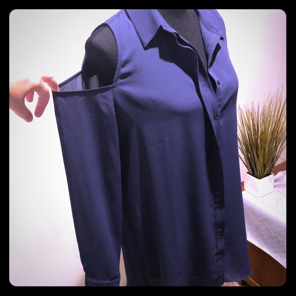 Cold Shoulder Blouse Navy